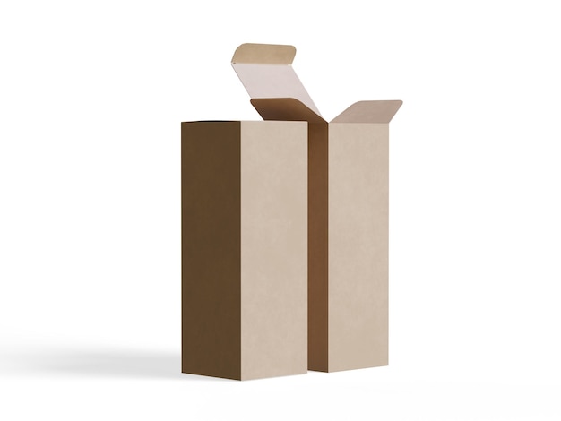 Empaque de cajas papel de cartón de fondo blanco con textura realista