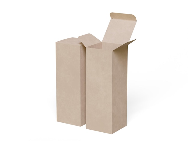 Empaque de cajas papel de cartón de fondo blanco con textura realista
