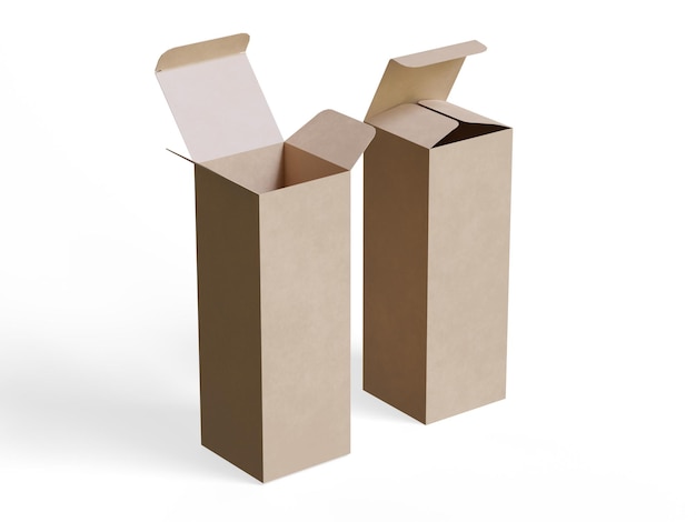 Empaque de cajas papel de cartón de fondo blanco con textura realista
