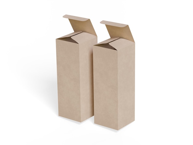 Empaque de cajas papel de cartón de fondo blanco con textura realista