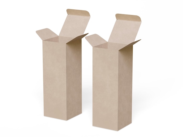Empaque de cajas papel de cartón de fondo blanco con textura realista