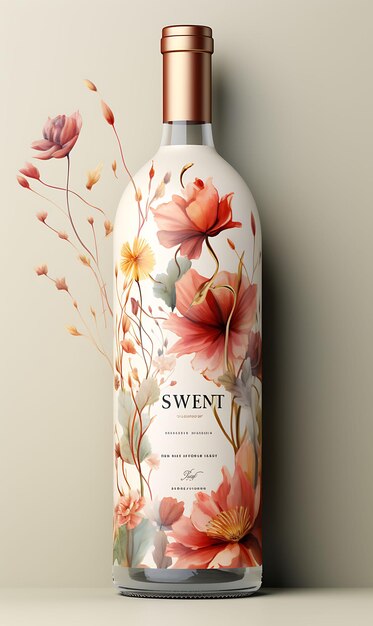 Empaque de etiquetas de vino de acuarela colorida con un color pastel suave Pal diseño de ideas conceptuales creativas