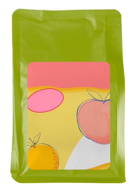 Empaque de producto verde con etiqueta en blanco para bolsas de café con pegatina png