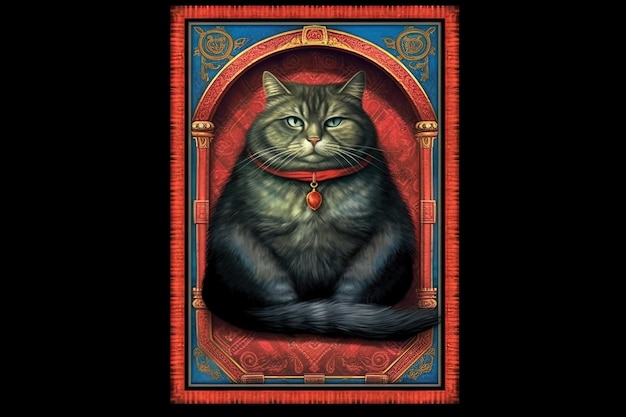 El emperador Gato Tarot tarjeta ilustración generativa ai