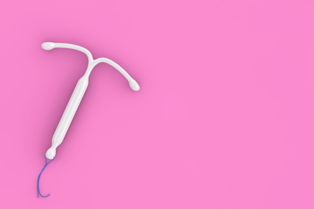 Empfängnisverhütungskonzept T-Form IUD Hormonal Intrauterinpessar 3D-Rendering