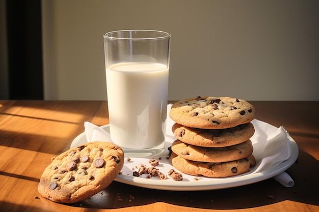 Empieza tu día disfrutando de una deliciosa galleta de chocolate con leche fresca