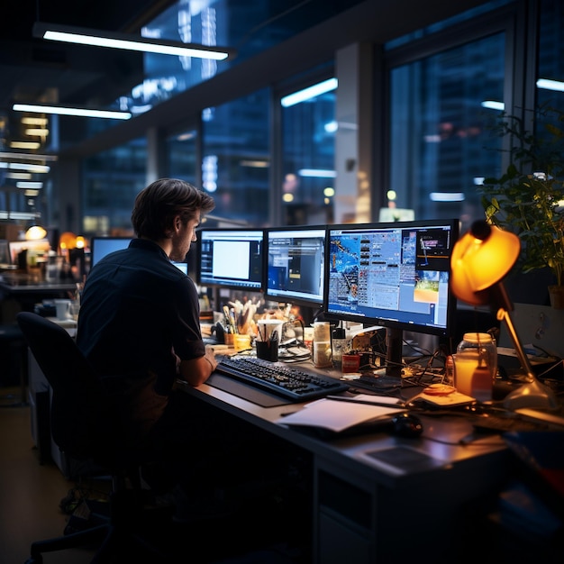 Los empleadores están trabajando en la oficina.