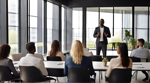 Empleados que asisten a una formación o a un seminario de negocios corporativos