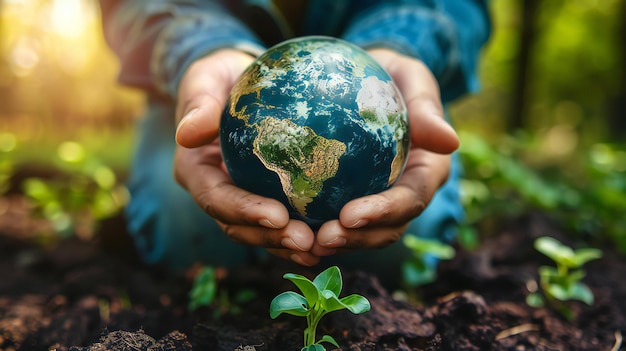 Foto empoderando el compromiso comunitario del día de la tierra del cambio