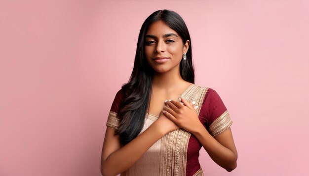 Empoderando la conciencia de la salud Una joven india se autoexamina el pecho