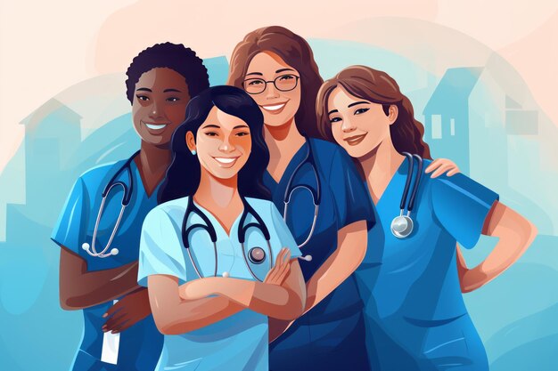 Foto empoderando la diversidad y la unidad en la atención médica capturando la esencia del liderazgo, el trabajo en equipo y la superación