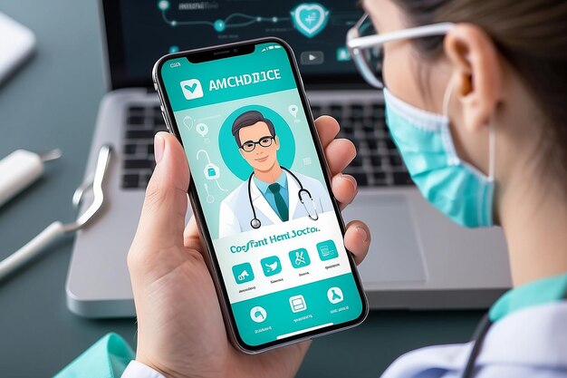 Foto empoderando la medicina móvil de la salud con la tecnología de aplicaciones de salud