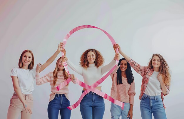 Foto empoderar e iluminar la unión para la concienciación y la acción contra el cáncer de mama