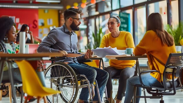 Foto empowered employee inclusive in einem lebendigen büro