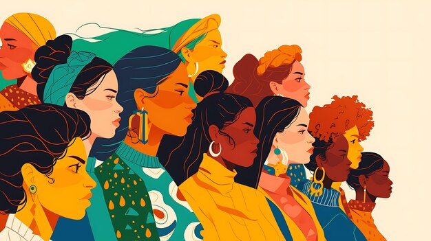 Empowering Women Icon Feiern der weiblichen Macht Vielfalt und Stärke in Stock Illustration