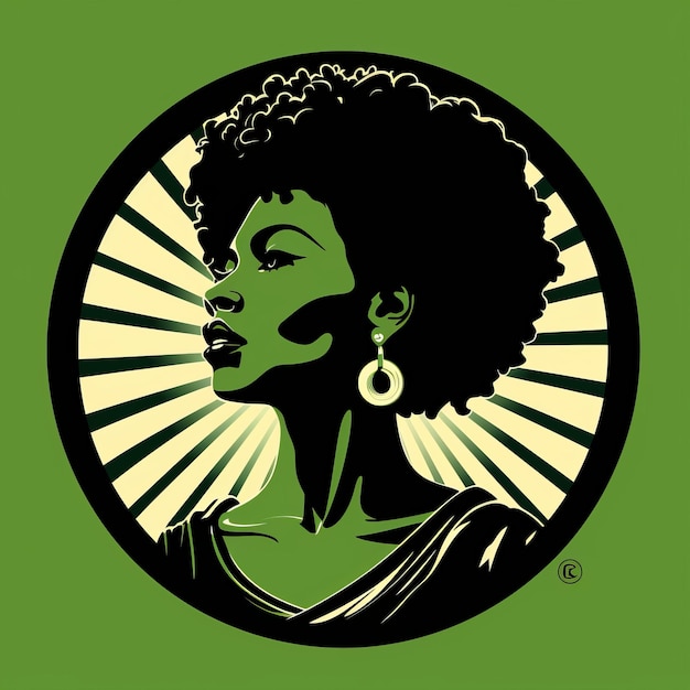 Empowerment in Motion Black Female Activism Logo mit einem lebendigen grünen Akzent