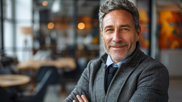 Foto empreendedor confiante sorrindo em vestimenta formal de negócios ia gerativa