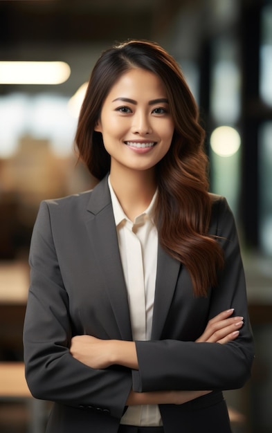 Empreendedora asiática bonita e confiante