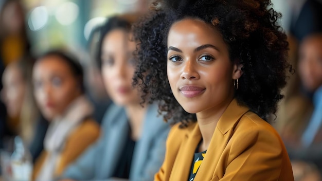 Empreendedora promovendo os direitos das mulheres em um evento de política para a igualdade de gênero Conceito Direitos das Mulheres Empreendedorismo Evento de Política de Igualdade de Gênero Promovendo o Empoderamento