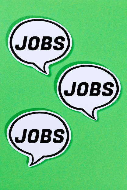 Empregos empregos de recrutamento de funcionários em bolhas de fala conceito de negócio de comunicação