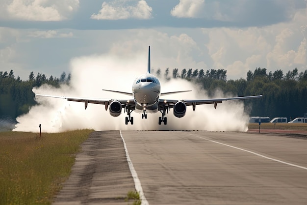 Empresa de aviación que muestra su producto en acción en la pista creada con IA generativa