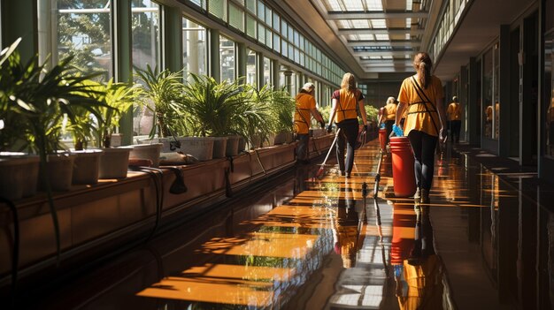 Foto empresa de limpeza profissional no trabalho