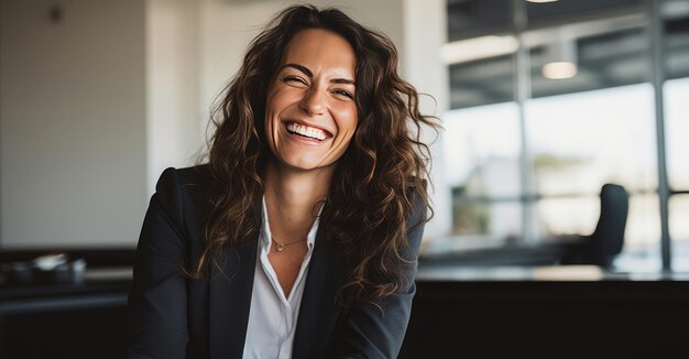 Foto empresária sorridente no escritório