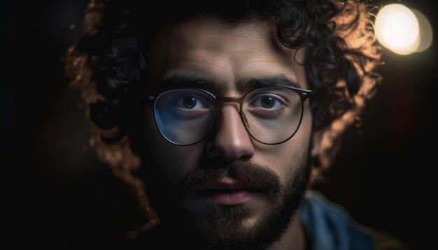 Foto empresário adulto jovem confiante com barba e óculos parecendo sério gerado por ia