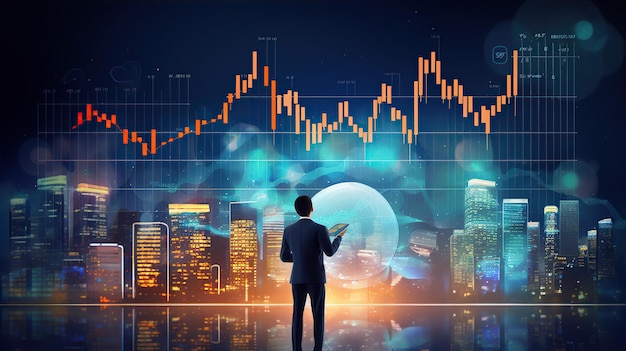 empresário analisar dados financeiros gráfico de negociação