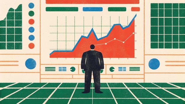 Empresario analizando datos financieros en la oficina moderna