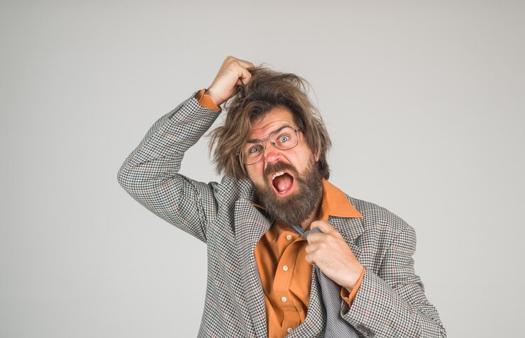Foto empresário barbudo confuso homem barbudo professor acadêmico secretário advogado seo gerente estressado