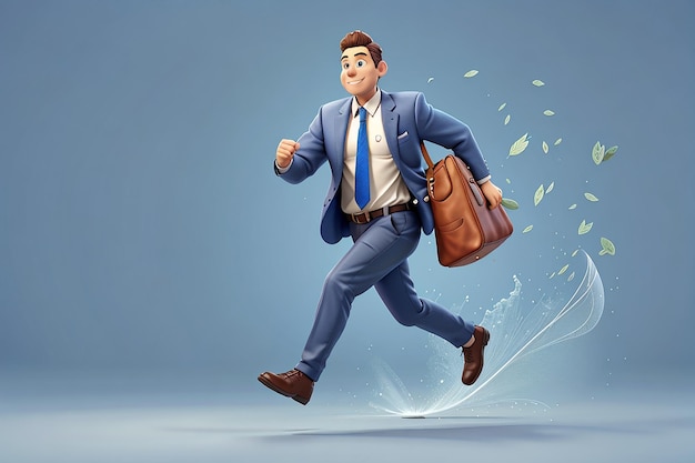 Empresario corriendo bolsa de transporte ilustración de personaje 3d