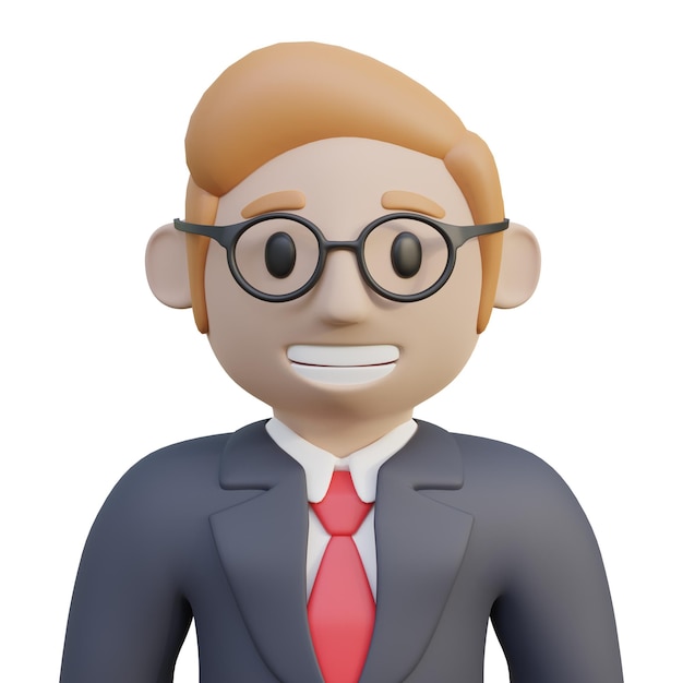 Empresário de avatar masculino de renderização 3d com terno e gravata bom para design de tema de negócios ou finanças