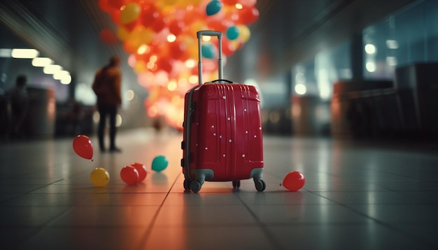 Foto empresário esperando bagagem a reboque para partida de voo no aeroporto gerada por ia