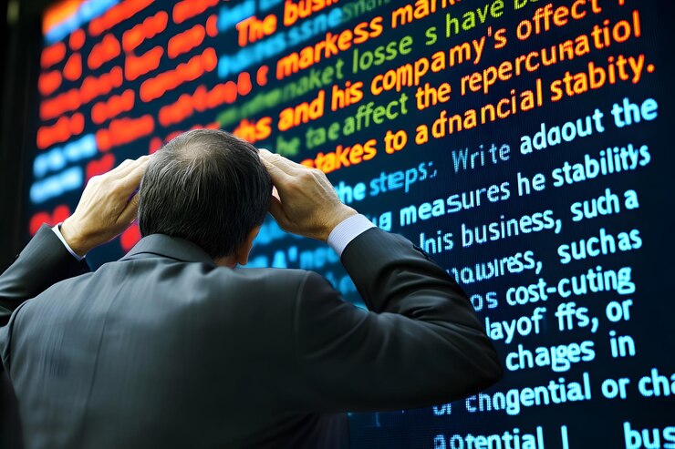 Foto empresario estresado por las pérdidas en la bolsa