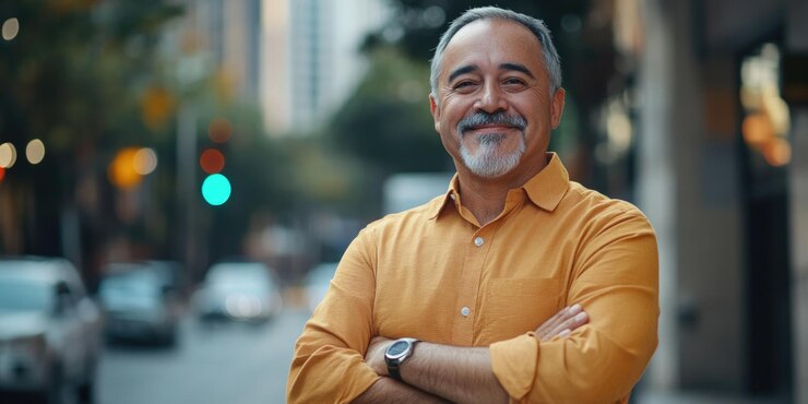 Un empresario exitoso en un paisaje urbano