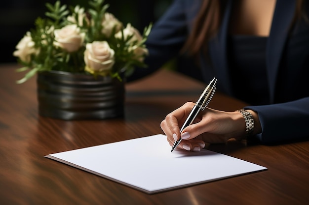 Foto empresario firmando un documento