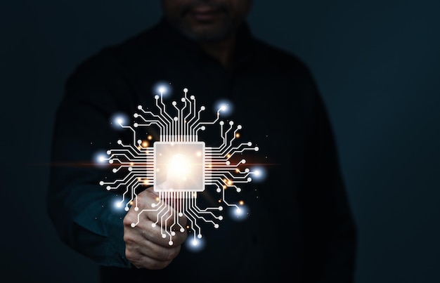 Empresario identificador táctil para iniciar sesión para proteger datos personales con interfaces de pantalla virtual Identificador táctil inicio de sesión en tecnología de seguridad de red de Internet Conceptos de privacidad de ciberseguridad para proteger datos