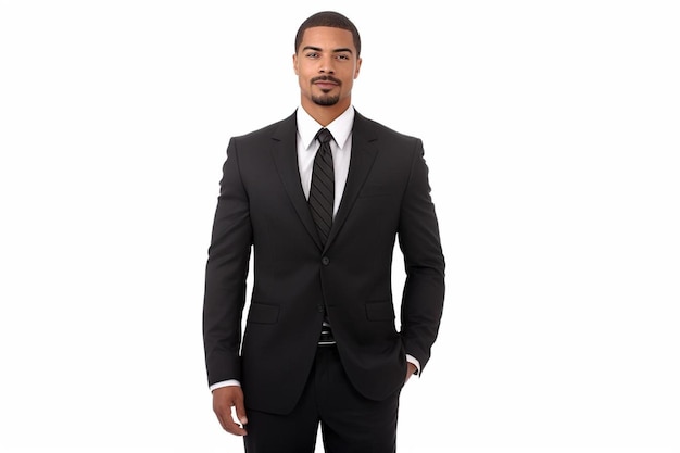 Empresario masculino afroamericano de mediana edad pose segura