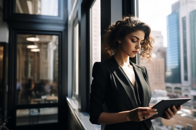 El empresario moderno Una visión cautivadora de una joven empresaria que abraza la tecnología en el C