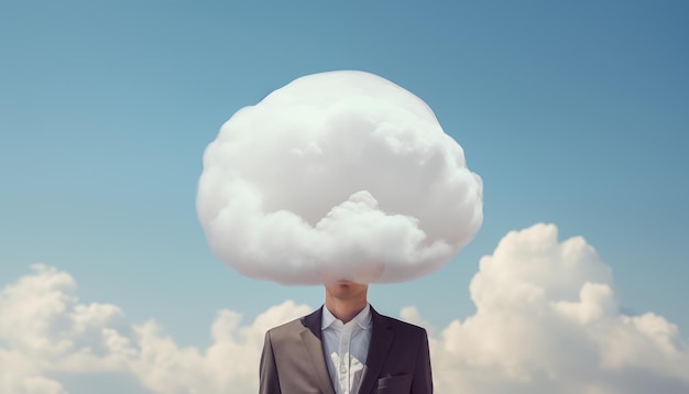 Empresario con nubes sobre su cabeza