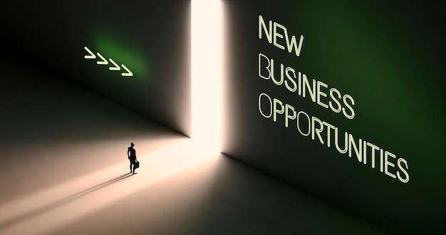 Empresário olhando para o futuro para novas oportunidades de negócios conceito de busca constante por novas oportunidades motivação empreendedora