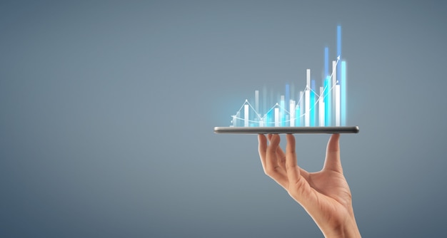 Empresário plano gráfico crescimento aumento de indicadores positivos do gráfico em seus negócios