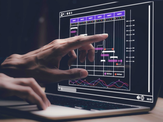 Foto empresario que trabaja con análisis de negocios y sistema de gestión de datos en la gestión de documentos en línea y métricas conectadas a la base de datos estrategia corporativa para ventas de operaciones financierasx9