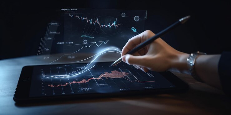 Empresario que trabaja en una tableta digital con control de calidad
