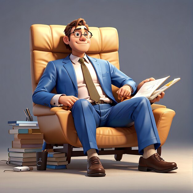 Empresario relajante ilustración de personajes 3d