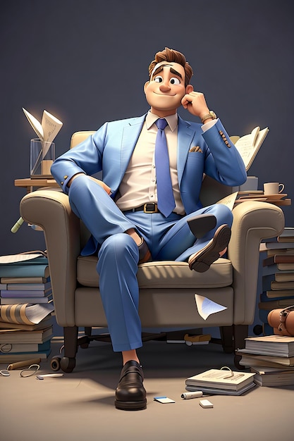 Empresário relaxando ilustração de personagem 3D