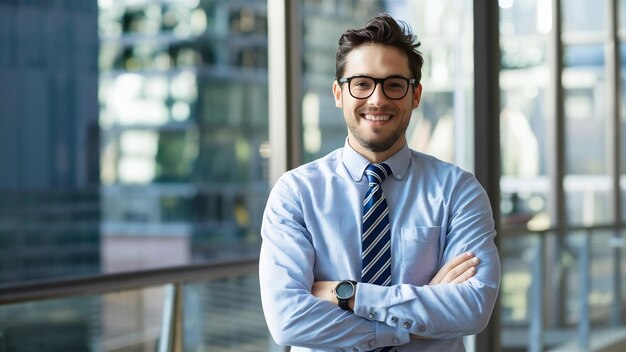 Empresario sonriente con los brazos cruzados