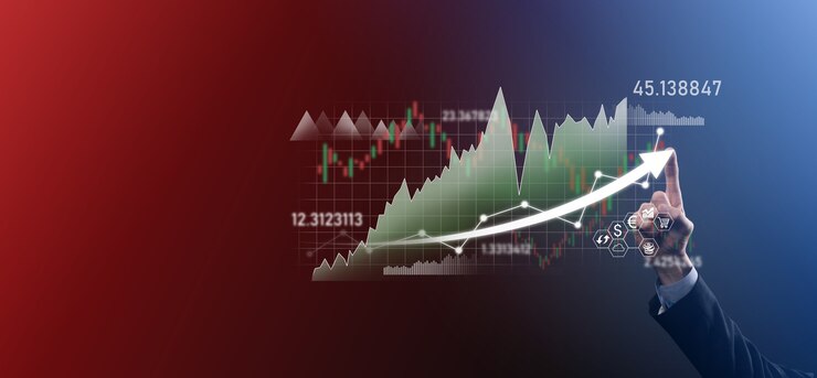 Foto empresario tiene datos de ventas y gráfico de crecimiento económico. planificación y estrategia empresarial. análisis de operaciones de cambio. financiero y bancario. marketing digital de tecnología. plan de ganancias y crecimiento.