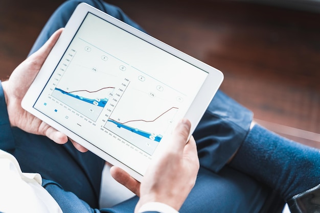 Empresario trabajadorinversorcomercianteInforme financieropresentación en tabletaDiagramagantt chart analyticsevaluación de beneficios del proyectoreunión de negociosnegociacionesCEOgerente generalInversión bancaria